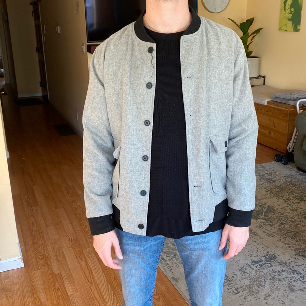 MENS GREY BOMBER JACKET